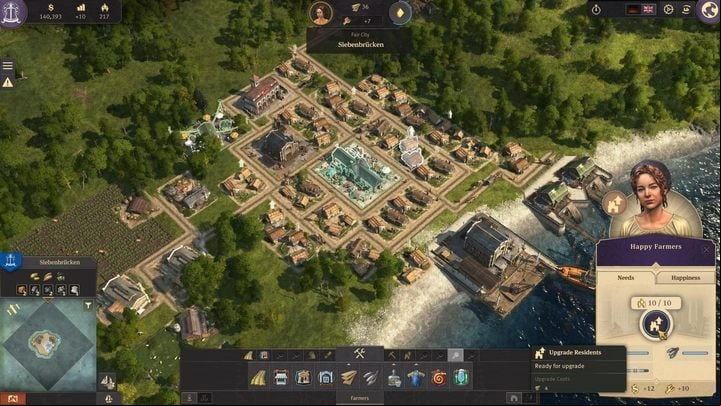 Wait for the products to reach the marketplace - select one of the farmer residences and upgrade your peasants to workers - Anno 1800: 5 steps to build an epic empire - City management - Anno 1800 Game Guide