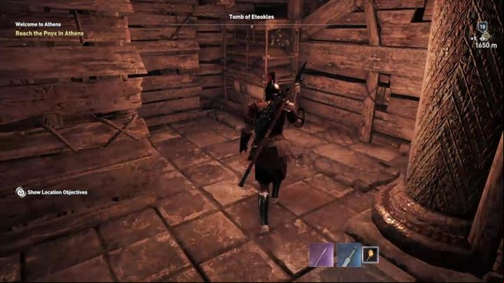 When you are inside the chamber with the sarcophagus go to another age and continue downwards - AC Odyssey: Tombs in Attika - Tombs - Assassins Creed Odyssey Guide