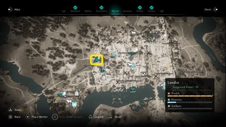 Behind the city walls, in the place marked in the image above, you will meet another woman - Assassins Creed Valhalla: Falling Stars - Lunden - Assassins Creed Valhalla Guide and Walkthrough