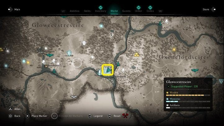 In the place marked in the picture above, you will meet Bron - Assassins Creed Valhalla: The Horn of Ragnar - Glowecestrescire - Assassins Creed Valhalla Guide and Walkthrough