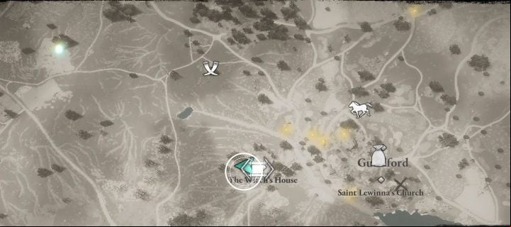 You will find a treasure map going east of Guildford - Assassins Creed Valhalla: Treasure Hoard Map - Suthsexe secrets, locations - Suthsexe - Assassins Creed Valhalla Guide and Walkthrough
