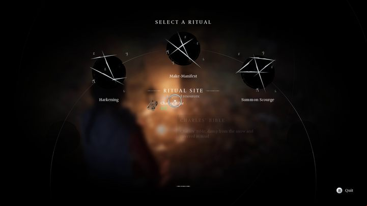 Additionally, to perform some of the rituals (especially those taking place during story missions), you're going to need a special item - most of the time one of the earthly belongings of the spirit you want to cleanse - Banishers Ghosts of New Eden: All Ritual resources - Basics - Banishers Ghosts of New Eden Guide