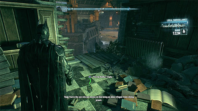 Check the building near the water - Riddler trophies on Founders Island (1-16) | Collectibles - Founders Island - Collectibles - Founders Island - Batman: Arkham Knight Game Guide & Walkthrough