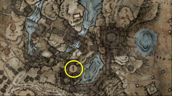 There are stairs to the west of the Moonrithyll, Carian Knight in Castle Ensis - Shadow of the Erdtree: New weapons - Basics - Elden Ring Guide