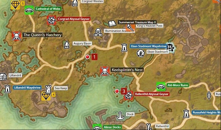 Map of Summerset. - Psijic Order missions in The Elder Scrolls Online Summerset - Psijic Order - The Elder Scrolls Online Guide
