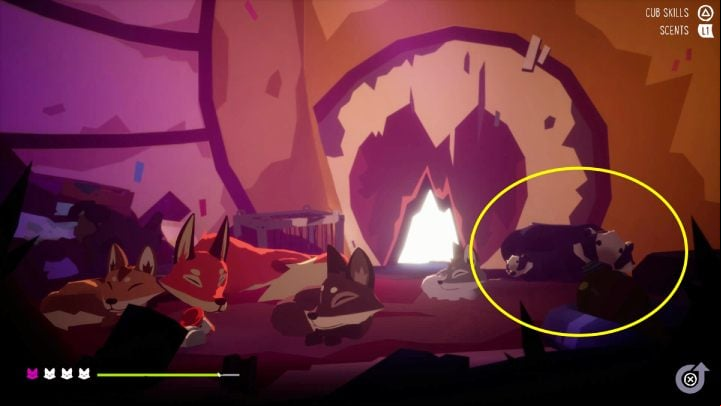 As you unlock the 3rd lair, the small badger and his mom will visit it to rest - Endling: Endings - Basics - Endling Guide, Walkthrough