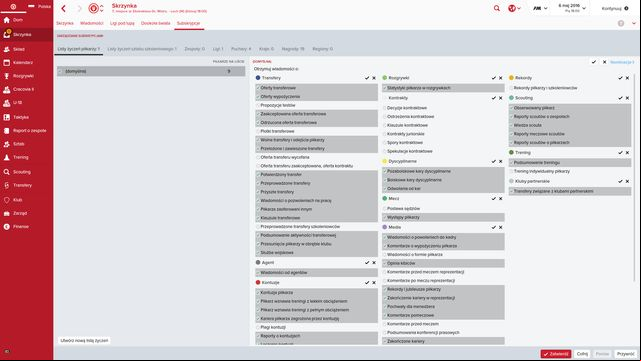 You can easily adjust the thematic field of your mail. - How to change mail subscription? - Questions and Answers - Football Manager 2016 - Game Guide and Walkthrough