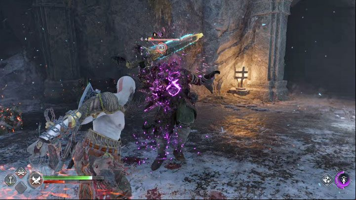 When facing the Traveller, consider using Freya's help - she can hit him with projectiles or poison him (charged attack - hold Square) - God of War Ragnarok: How to defeat Traveller? - Bosses - God of War Ragnarok Guide
