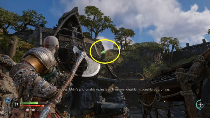 You will find him sitting on the roof of the building, near Sindri's store - God of War Ragnarok: Nidavellir, Svartalfheim - secrets, collectibles - Svartalfheim - God of War Ragnarok Guide