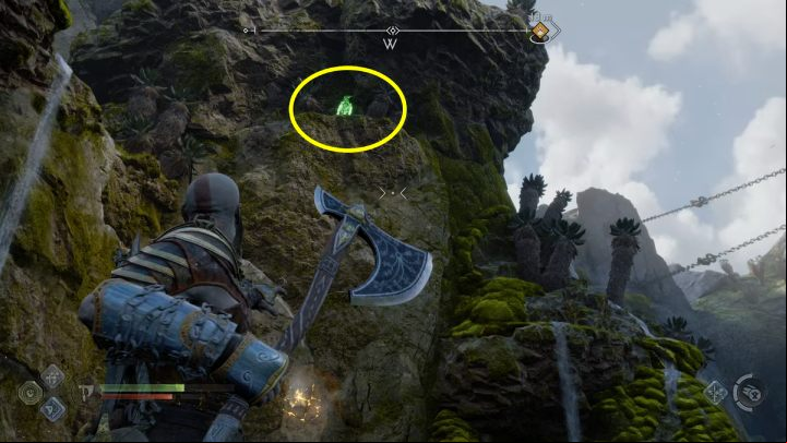 The bird will sit on a rock near the elevator - God of War Ragnarok: The Forge, Svartalfheim - secrets, collectibles - Svartalfheim - God of War Ragnarok Guide
