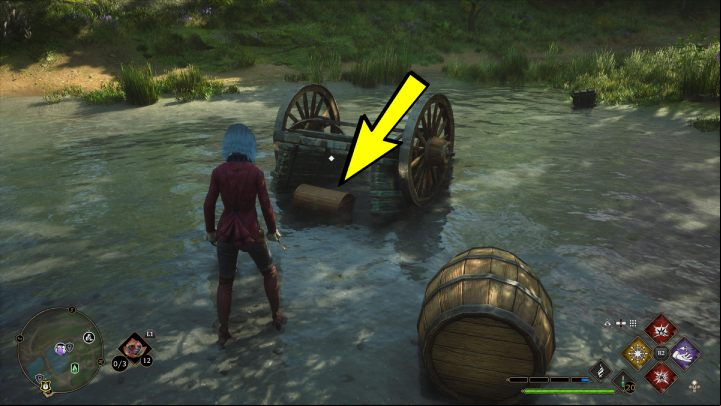 Another chest from the Lower Hogsfield village is in the water, under the overturned cart - Hogwarts Legacy: South Hogwarts Region - Collection Chests - Collection Chests - Hogwarts Legacy Guide