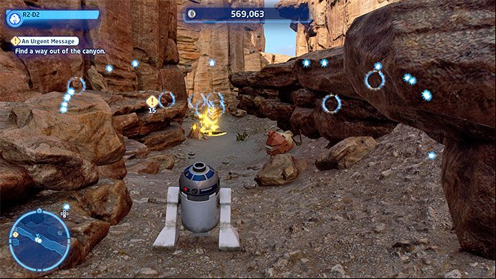 After completing the first level, you will get to Tatooine and play as C-3PO and R2-D2 once again - LEGO Skywalker Saga: Hunk of Junk - walkthrough - Episode 4 - A New Hope - LEGO Skywalker Saga Guide