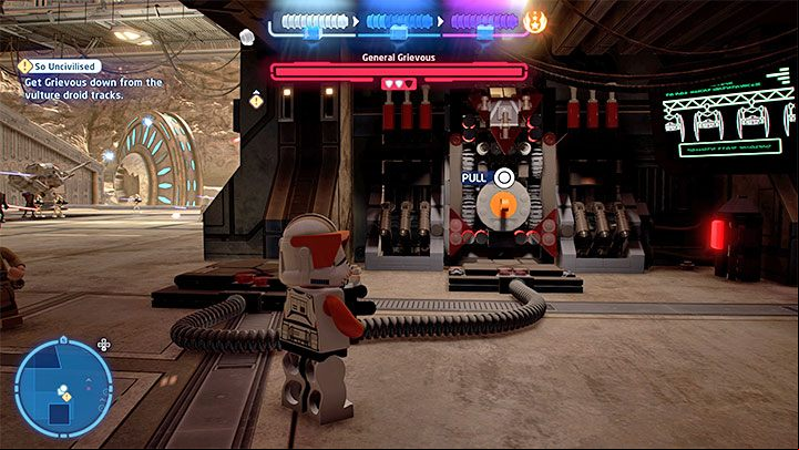 After each phase of the fight the boss will run to the higher level, forcing you to chase him - LEGO Skywalker Saga: So Uncivilized - walkthrough - Episode 3 - Revenge of the Sith - LEGO Skywalker Saga Guide