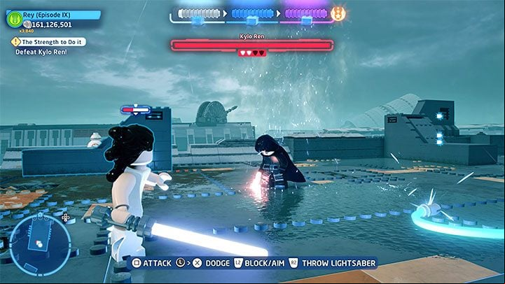 During this face you have more ways of damaging the boss other than your lightsaber - LEGO Skywalker Saga: Kylo Ren - boss, how to beat? - Bosses - LEGO Skywalker Saga Guide