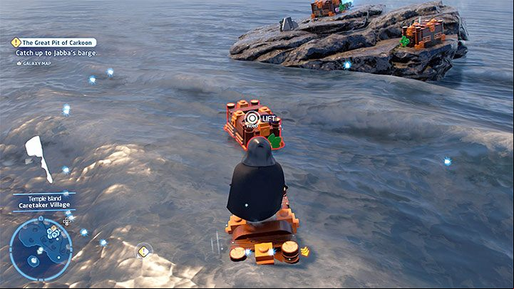 You can reach the collectible by using the Force - LEGO Skywalker Saga: Temple Island - list of all puzzles - Ahch-To - LEGO Skywalker Saga Guide