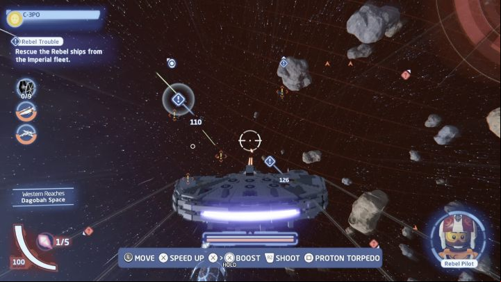 Accepting the quest causes new markers to appear on the map - LEGO Skywalker Saga: Rebel Trouble - walkthrough - Dagobah - local space - LEGO Skywalker Saga Guide