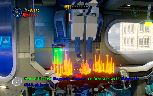 The case with Captain America is more complicated - he must get through the flames to the another side of the room - Times Square Off | Walkthrough - Walkthrough - LEGO Marvel Super Heroes Game Guide & Walkthrough