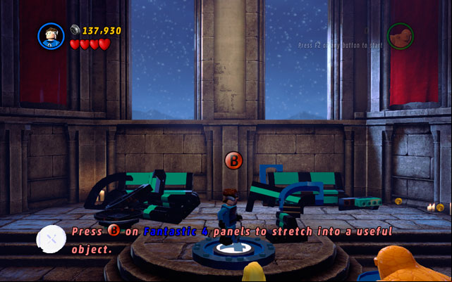 In the final round defeat all minions (as always), then approach to the shattered stained-glass window lying at the end of the arena - Doctor in the House | Walkthrough - Walkthrough - LEGO Marvel Super Heroes Game Guide & Walkthrough