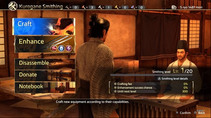 You need to craft all 206 pieces of equipment - Like a Dragon Ishin: Completion List - Basics - Like a Dragon Ishin Guide
