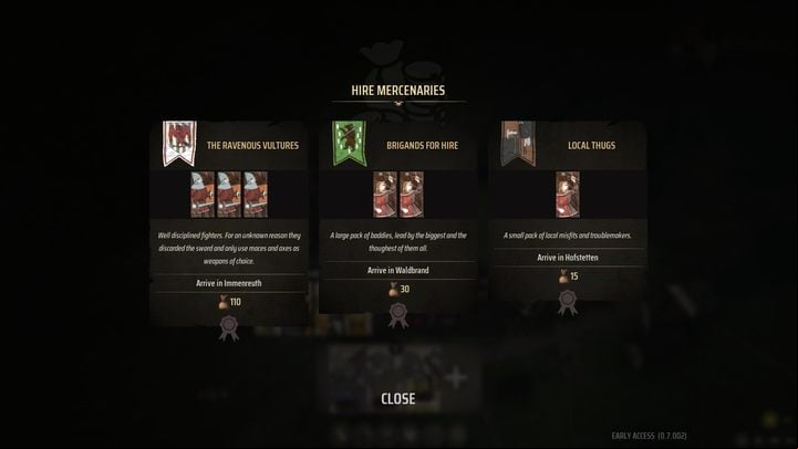 Here you will find offers from 3 different teams, along with their names, specializations and a short description - Manor Lords: How to recruit military units? - FAQ - Manor Lords Guide