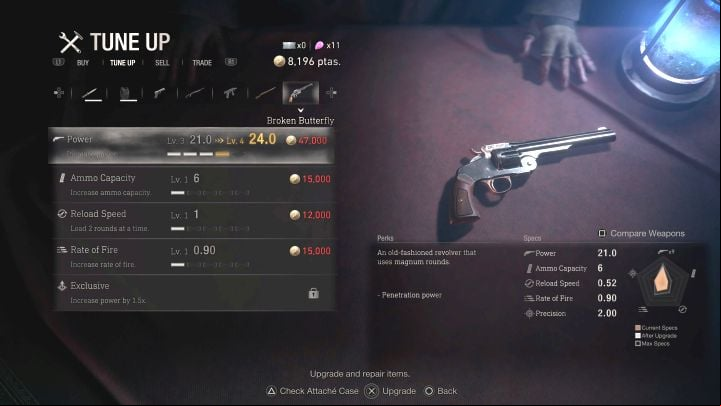 Both magnum models have good starting stats, but they are worth further upgrading - Resident Evil 4 Remake: How to get a magnum revolver? - Equipment - Resident Evil 4 Remake Guide