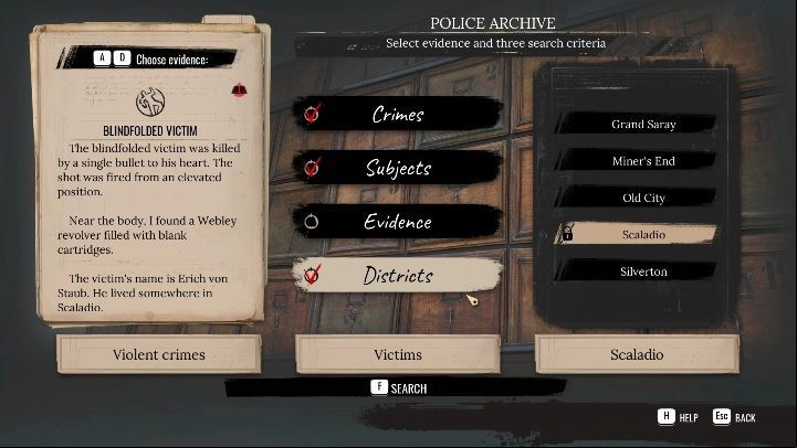 After examining the crime scene, go to the police station - Sherlock Holmes Chapter One Other Cases - Blindsided - walkthrough, solution - Other matters - Sherlock Holmes Chapter One Guide