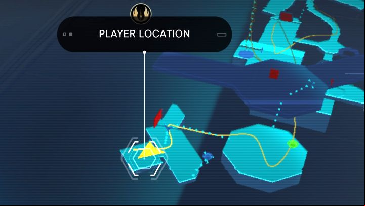 The Priorite Shard is in the area adjacent to the octagonal platform with droids - Jedi Survivor: Central Command at Nova Garon - list of secrets - Nova Garon - Star Wars Jedi Survivor guide