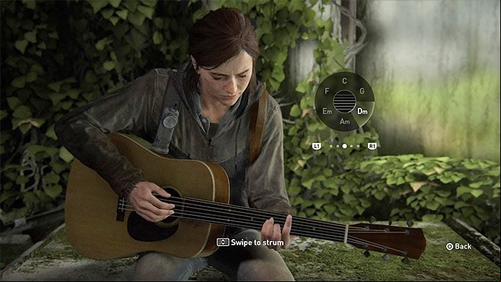 After unlocking the full guitar mini-game, the controls are as follows - The Last of Us 2: When is playing a guitar available? - Campaign and exploration - The Last of Us 2 Guide
