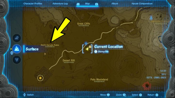 Reaching the Gerudo Town is made difficult by a sandstorm which obstructs your vision - Zelda TotK: Riju of Gerudo Town - walkthrough - Walkthrough - Zelda Tears of the Kingdom Guide