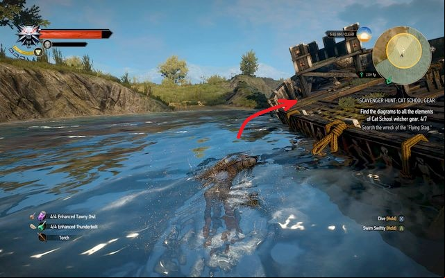 You can get on the ship only if you approach it from the side of the island. - The Witcher 3 Wild Hunt: Basic Cat School Gear - Cat School Gear - The Witcher 3 Wild Hunt Guide