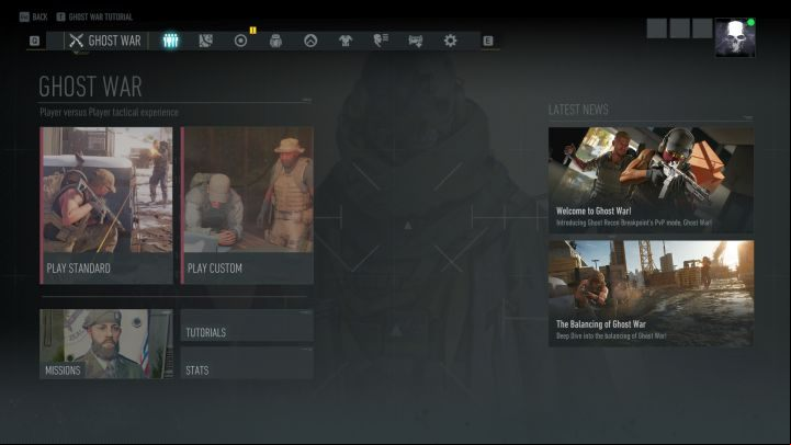 PvP modes are activated in the Ghost War tab. - Tom Clancys Ghost Recon Breakpoint Guide